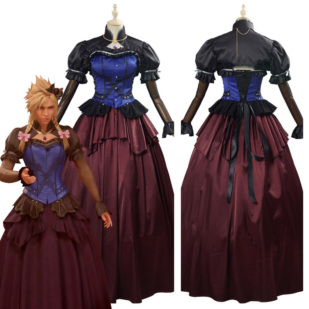 Game Final Fantasy VII Remake Cloud Strife Women Dress Outfit Cosplay Costume