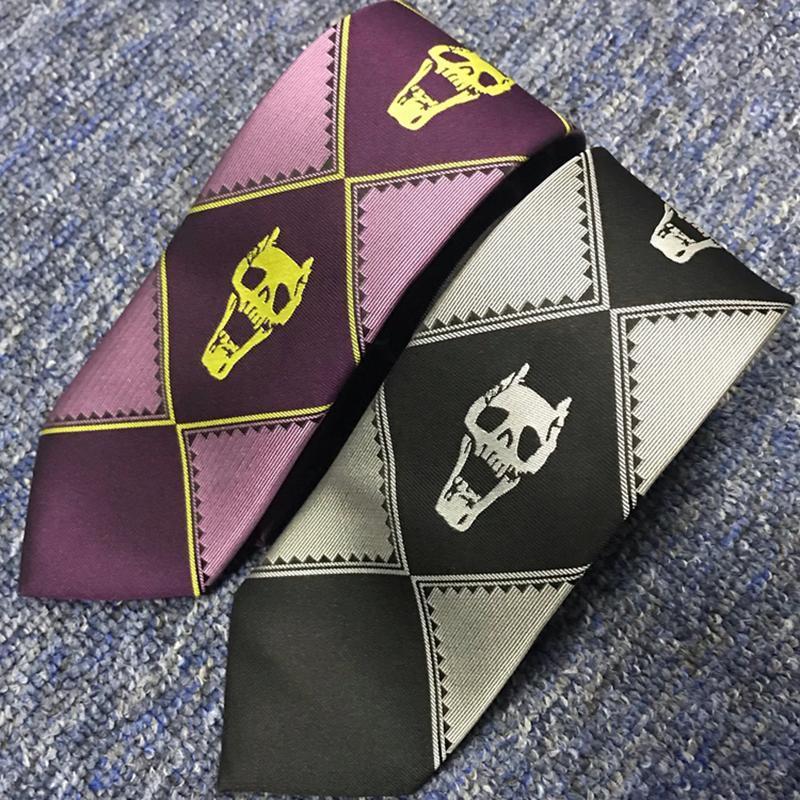 Anime JoJo Bizarre Adventure Cosplay Tie KILLER QUEEN Heavens Door Kira Yoshikage Props Skull Jacquard Neck Tie