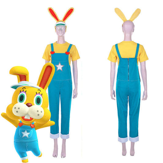 Animal Crossing: Horizons-Zipper T. Bunny Men T-shirt Overalls Outfits Halloween Carnival Costume Cosplay Costume