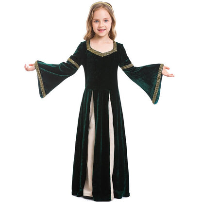 Girl Medieval Victorian Palace Costume Renaissance Long Classic Vintage Outfit Cosplay Carnival Halloween Party Dress