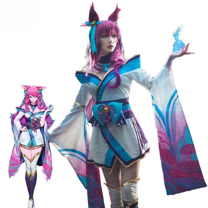 Spirit Blossom Ahri Cosplay Costume Ahri Cosplay Wig Game Ahri Costume Women Kimono Full Set Chinese Dress