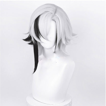 Anime Genshin Impact Fatui Arlecchino White and Black Meduim Cosplay Wig