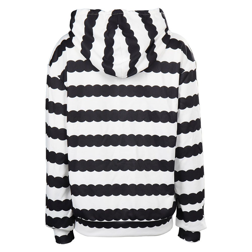 Doll Movie Ken Black and White Striped Sweatshirt Hoodie Party Carnival Halloween Cosplay Costume