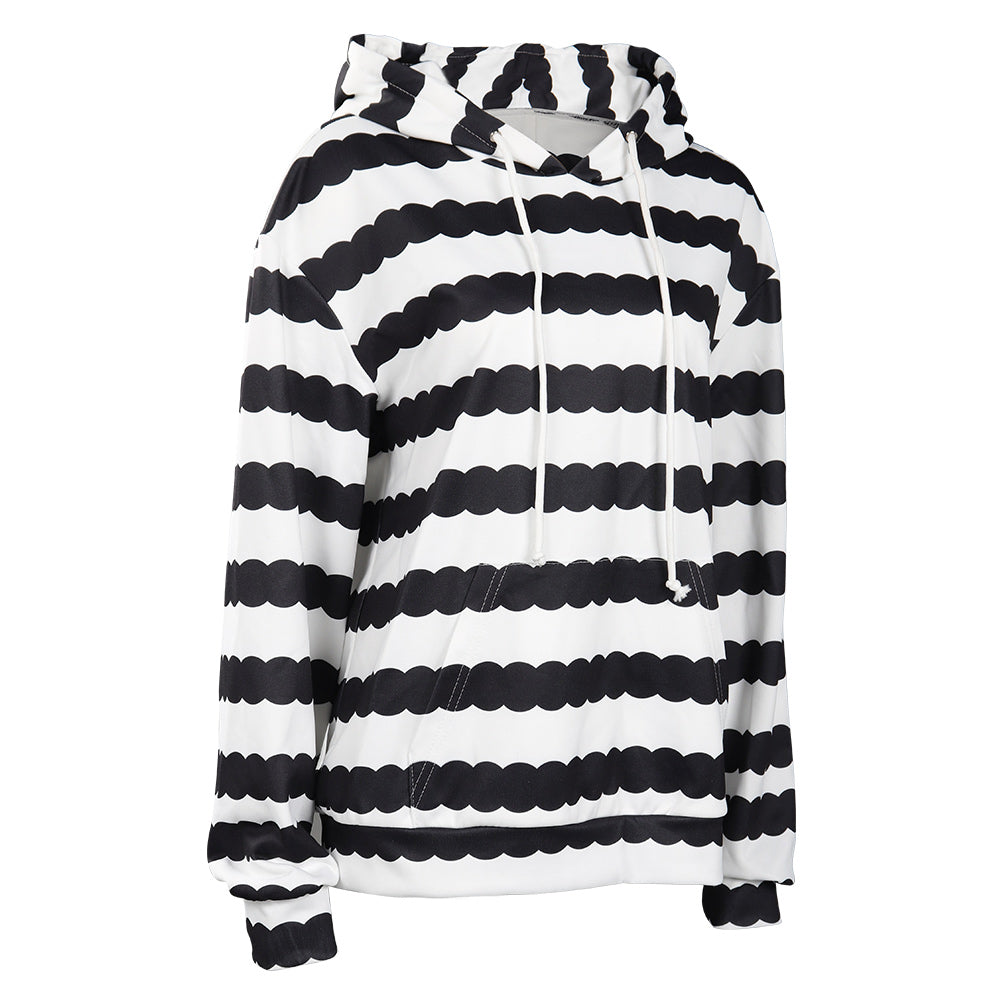 Doll Movie Ken Black and White Striped Sweatshirt Hoodie Party Carnival Halloween Cosplay Costume