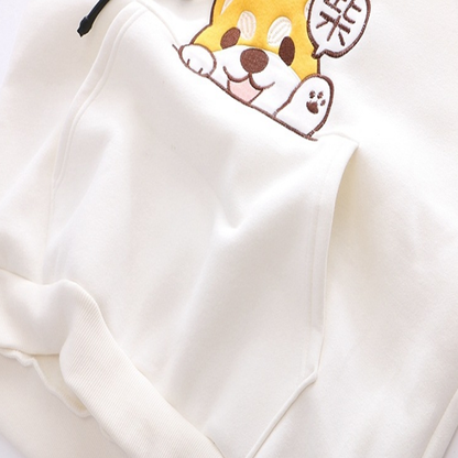 Japanese Puppy Color Block Hoodie