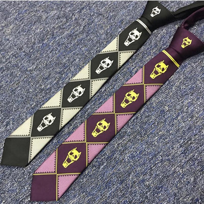 Anime JoJo Bizarre Adventure Cosplay Tie KILLER QUEEN Heavens Door Kira Yoshikage Props Skull Jacquard Neck Tie