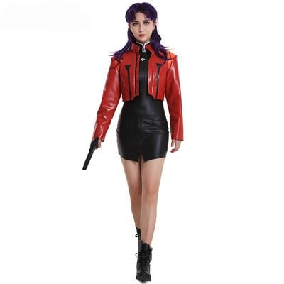 Anime EVA Katsuragi Misato Cosplay Costumes PU Leather Uniform Halloween Party Dress For Women Girls Suit