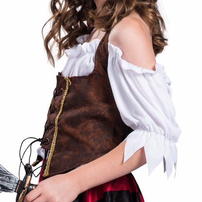 Kids Girl's Caribbean Pirate Halloween Costume Funny Robber Girls Cosplay Outfits Carnival Easter Purim Fancy Dress