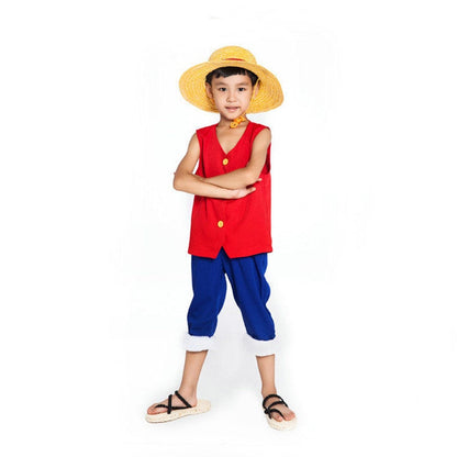 Anime One Piece Luffy Cosplay Children Halloween Party Costume