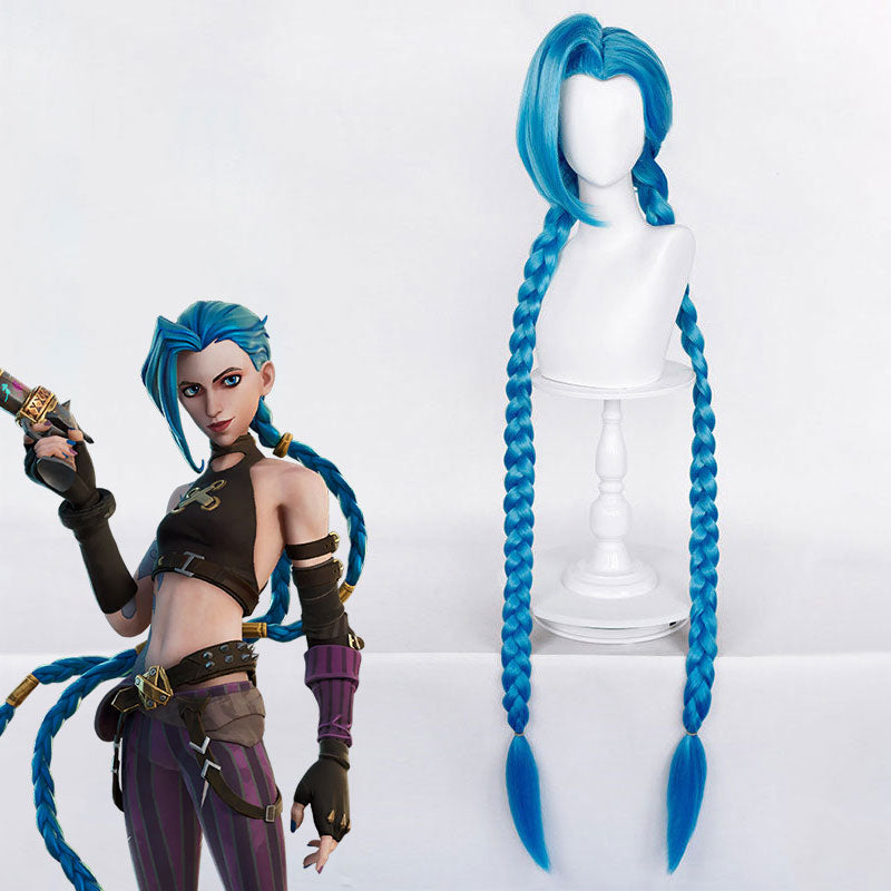 Arcane League of Legends LOL Arcane Jinx Halloween Blue Cosplay Wig