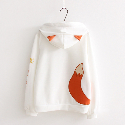 Fox Print Long Sleeve Hoodie