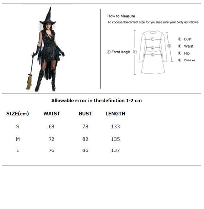 Halloween Ladies Sequins Queen Shining Witch Devil Costume Adult Women Book Day Wicked Sorceress Dresses