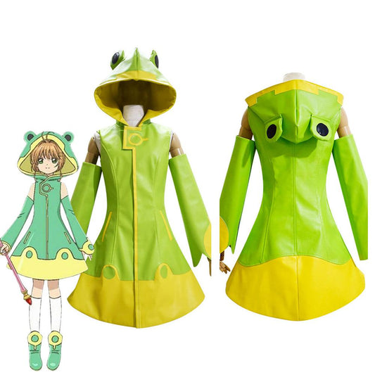 Anime Card Captor Kinomoto Sakura Green Raincoat Halloween Carnival Party Suit Cosplay Costume