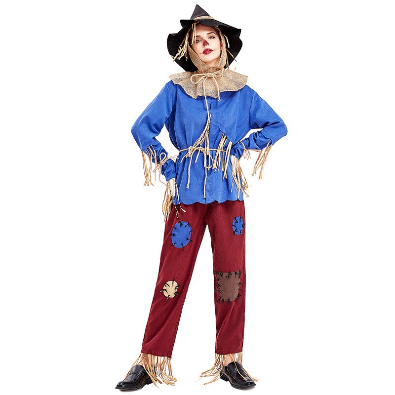 Adult Unisex Scarecrow Cosplay Costume for Women Men Fantasia Halloween Purim Carnival Mardi Gras Costumes Plus Size