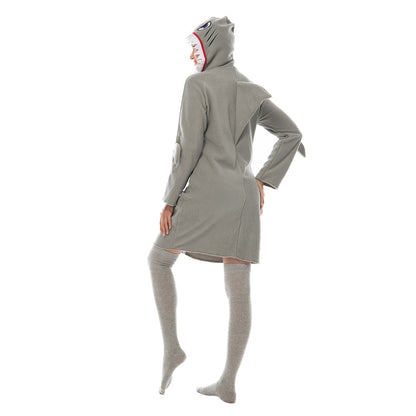 Funny Gray Shark Cosplay Dress For Women Hoodie Dress Halloween Costume For Adult Party Dress