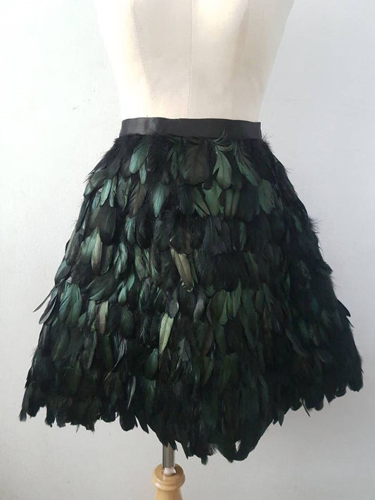 Frey Black Feathers Skirt for Women,Goth Dress,Gothic Dress,Pagan Dress, Wedding Guest Dress,Plus Size Dress