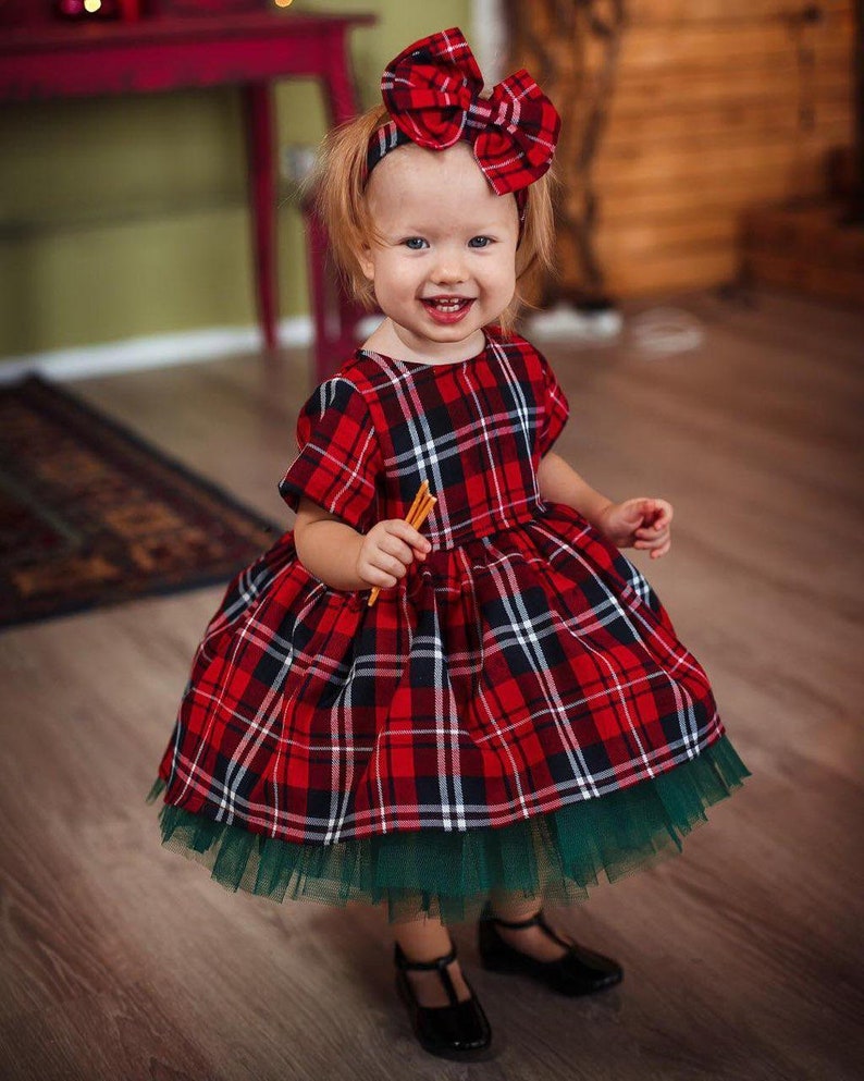 Plaid Christmas Matching Dresses Plaid Mother and Daughter Christmas Photo Mommy and Me Dress Plaid Dress Red Check Pattern Christmas Dress