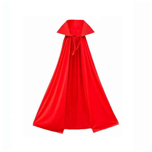 53" Long Red Cape with Stand-Up Collar - Halloween Devil, Vampire, King, Superhero, Cosplay, Medieval, Adult Teen Men Women Costume Party