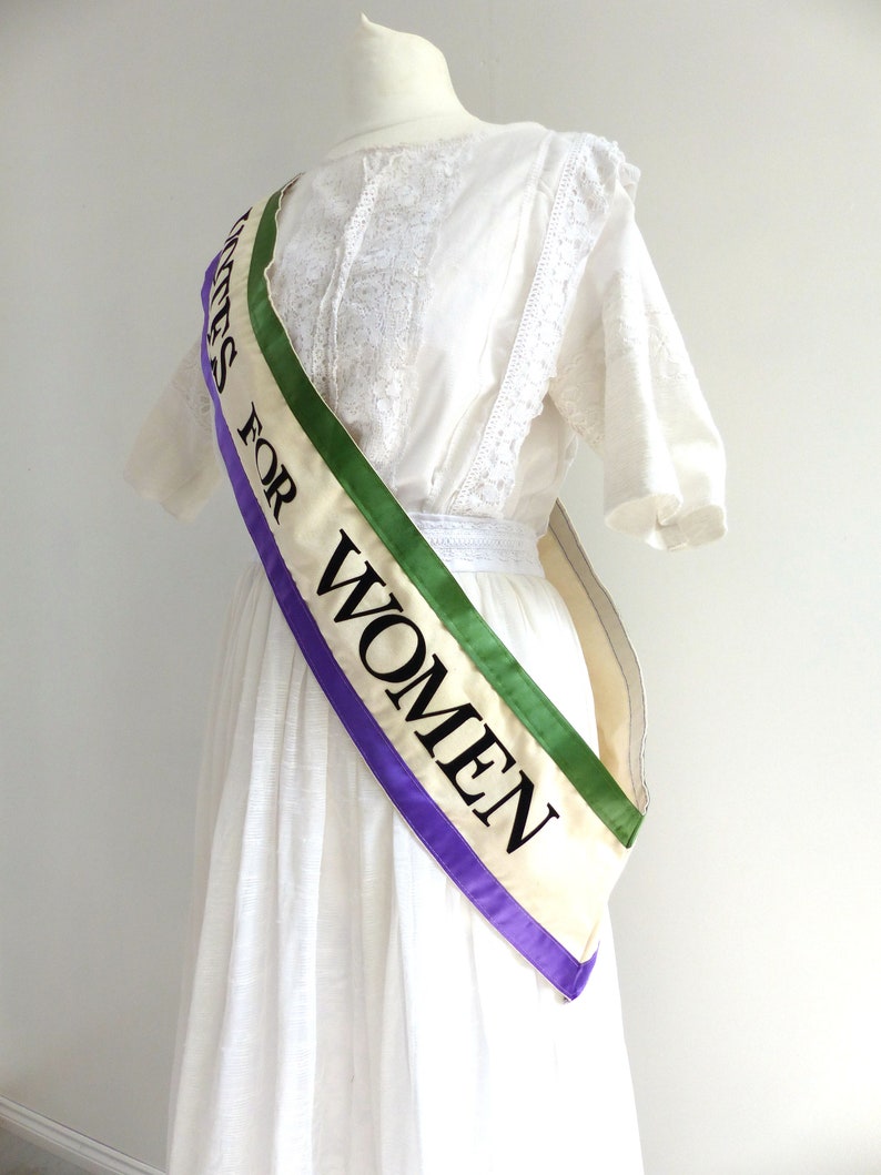 Suffragette Protest Sash Votes for Women Edwardian 1920 Costume Accessories