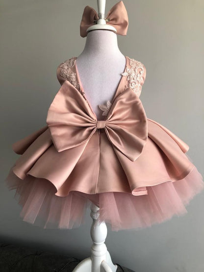 Dusty Rose Pink Baby Girl's 1st Birthday Tutu Outfit, Toddler Girl Birthday Dress, First Birthday Party Dress, Little Girl Princess Dress