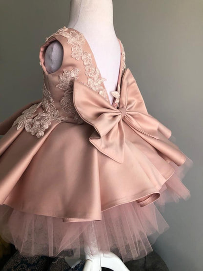 Dusty Rose Pink Baby Girl's 1st Birthday Tutu Outfit, Toddler Girl Birthday Dress, First Birthday Party Dress, Little Girl Princess Dress