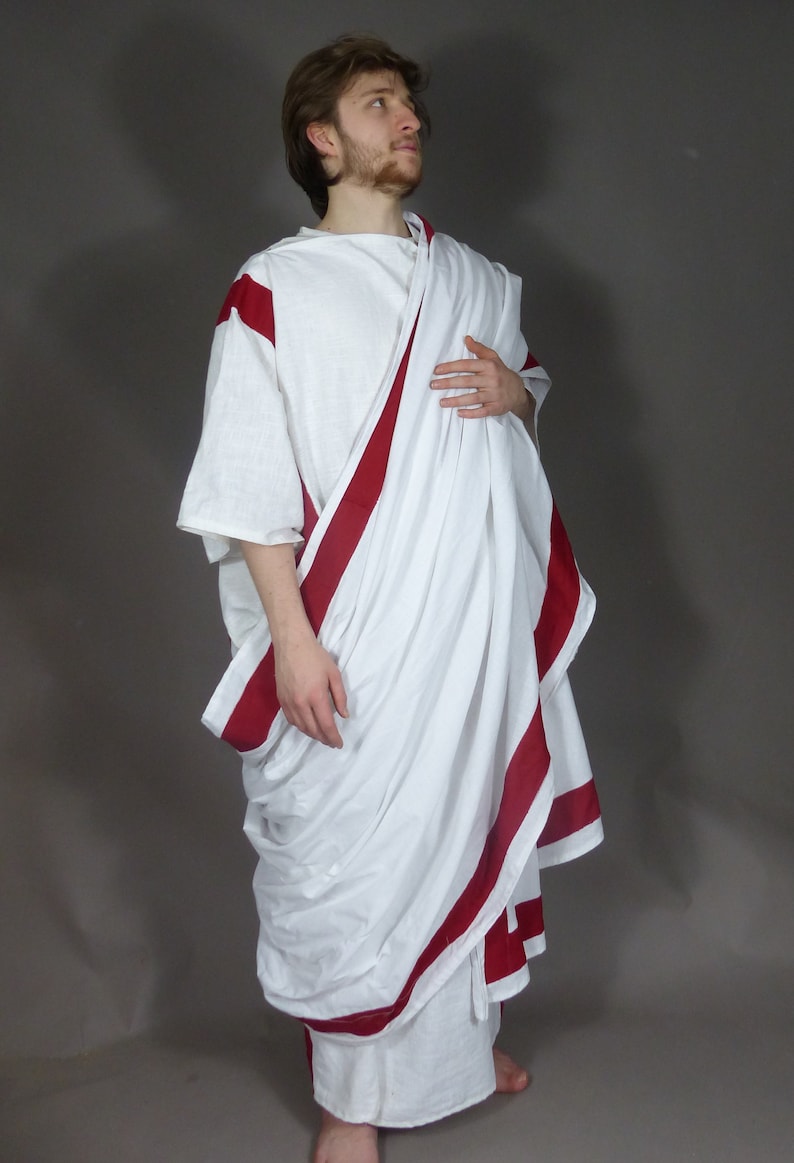 Men's Ancient Roman Senate White Linen Costume Toga for Re-enactment and Dress