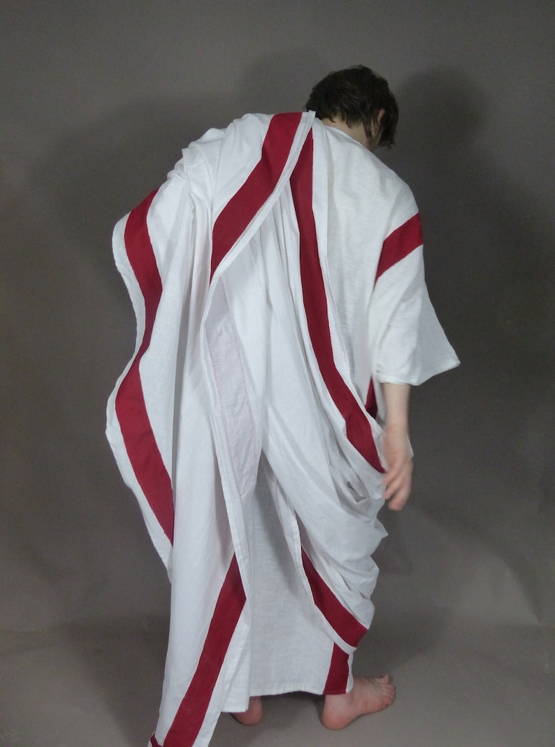 Men's Ancient Roman Senate White Linen Costume Toga for Re-enactment and Dress