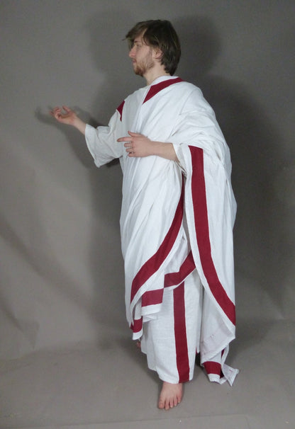 Men's Ancient Roman Senate White Linen Costume Toga for Re-enactment and Dress