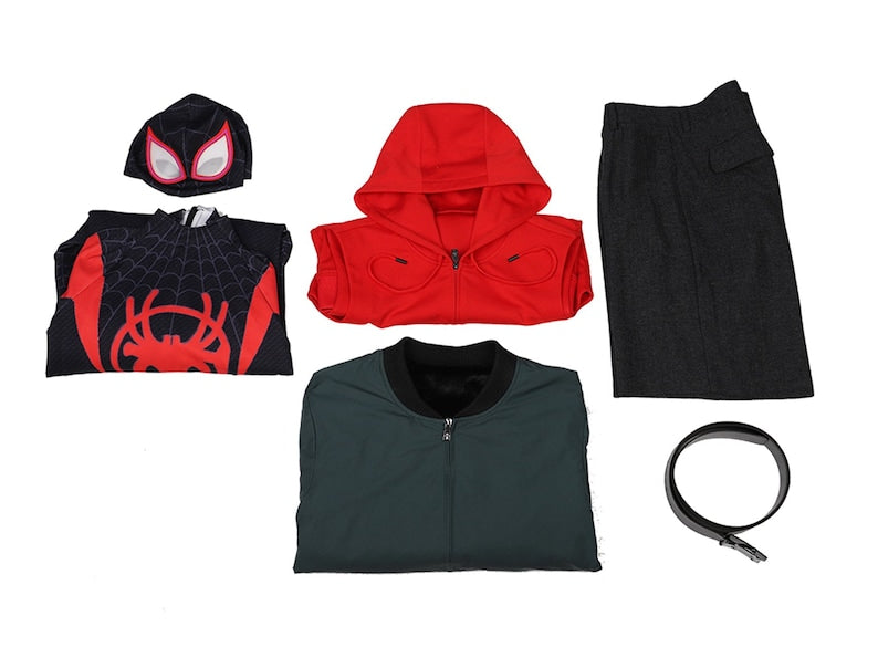 Miles Morales Spider-Man Into the Spider-Verse Costume Cosplay Jumpsuit Spider-Man Halloween Party Suit