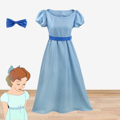 Wendy Costume Dress Peter Pan Cosplay Costume Blue Dress Anime Dress