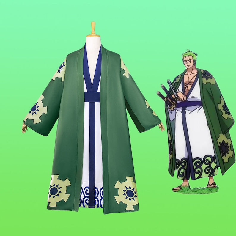 Roronoa Zoro Full Set, Roronoa Zoro Kimono, Cosplay Wafuku, One Piece Inspired Costumes, Halloween Costumes, Anime Cosplay Props