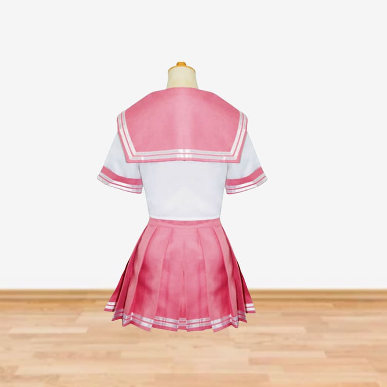 Anime Pink Sailor Suit, Astolfo Cos Uniform, Girls Halloween Costume School top and skirt