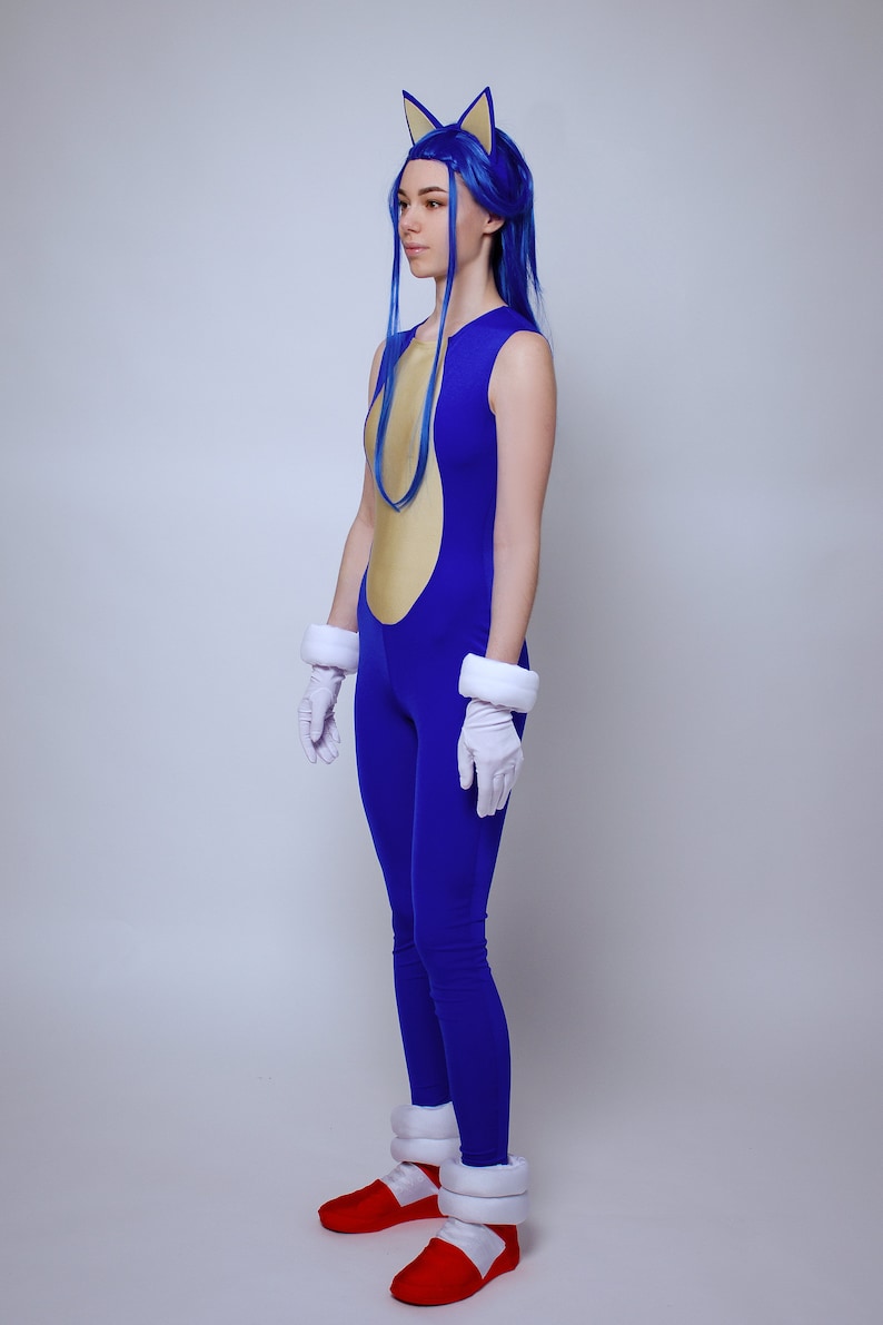 Sonic The Hedgehog Cosplay Costume, Sonic Video Game Cosplay, Sonic Blue Costume, Sonic Jumpsuit, Sonic The Hedgehog Halloween