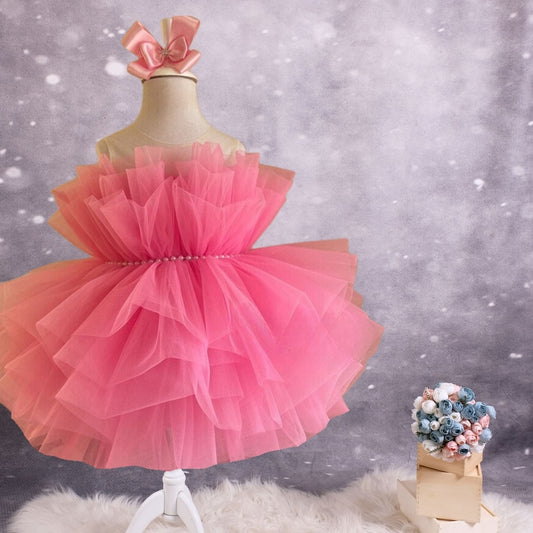 Pink Birthday Tutu Dress, Pink Tutu Dress for Toddler, 1st Birthday Dress, Baby Tutu Dress, Halloween Costume, Hot Pink Romper Tutu Dress