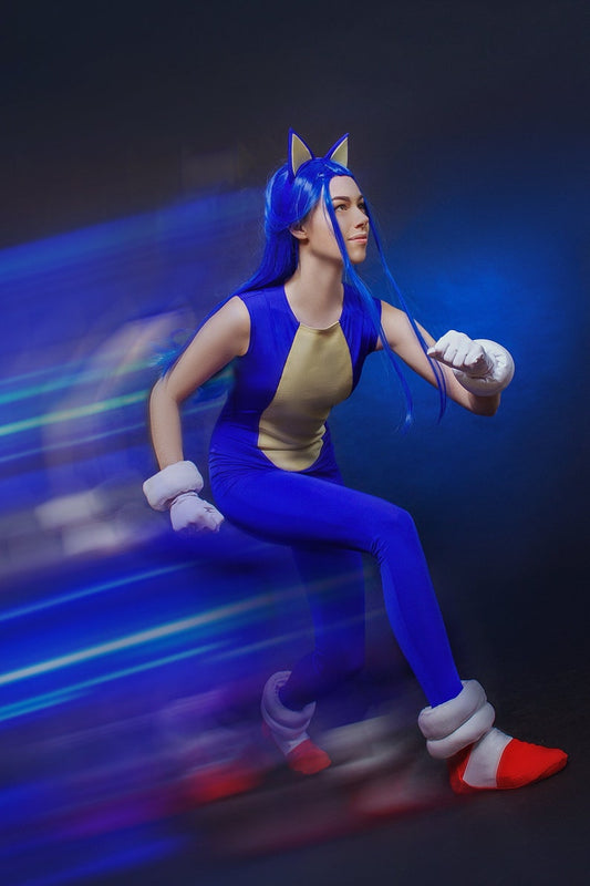 Sonic The Hedgehog Cosplay Costume, Sonic Video Game Cosplay, Sonic Blue Costume, Sonic Jumpsuit, Sonic The Hedgehog Halloween