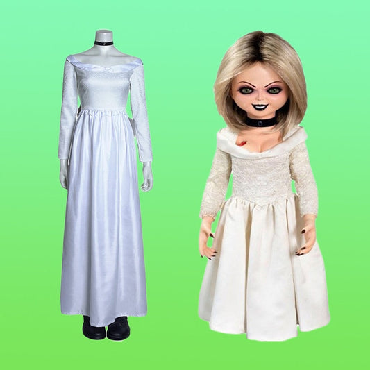 Chucky Bride Dress, Chucky Bride Cosplay,Horror Movie Inspired Costumes, Scary Costumes, Halloween Costumes