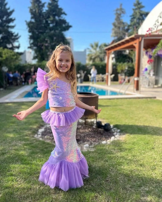 Ariel Mermaid Costume Birthday Dress for Baby Girls - Fish Scale Party Outfit - Inspired The Little Mermaid - Theme Parties and Photoshoots