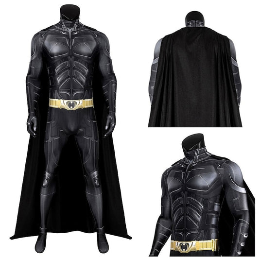 Bruce Cosplay Wayne, Costume Movie Dark Knight Rises Superhero, Jumpsuits Cloak Man ,Halloween Carnival Outfits For Male Role Play