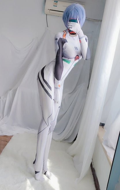 Cosplay Rei Ayanami ,Cosplay Costume White Jumpsuit, Halloween Party Cosplay Zentai Catsuit,costume Fancy