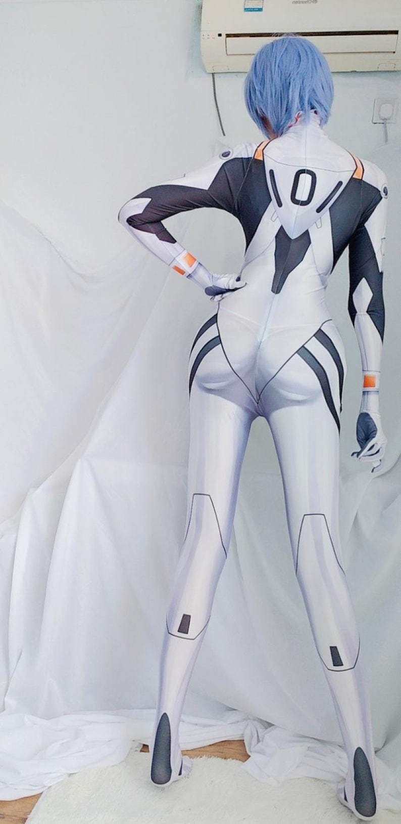 Cosplay Rei Ayanami ,Cosplay Costume White Jumpsuit, Halloween Party Cosplay Zentai Catsuit,costume Fancy