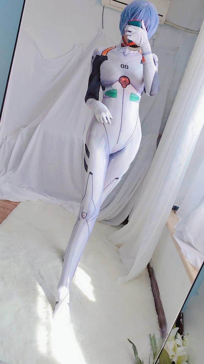 Cosplay Rei Ayanami ,Cosplay Costume White Jumpsuit, Halloween Party Cosplay Zentai Catsuit,costume Fancy