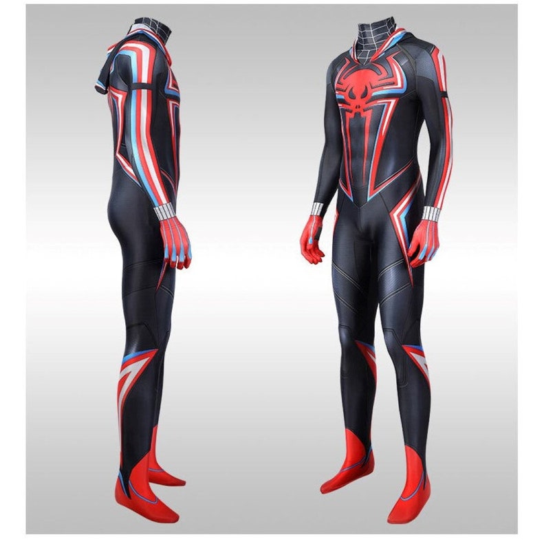 Spider-Man PS5 Game Cosplay Costume - Miles Morales 2099 Jumpsuit, Halloween Comic-Con Props Bodysuit Conjoined Clothing