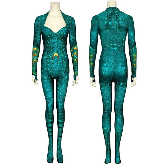 Adult Women's Queen of Atlantis Mera Cosplay Jumpsuit,A Stunning Halloween Costume Choice for female