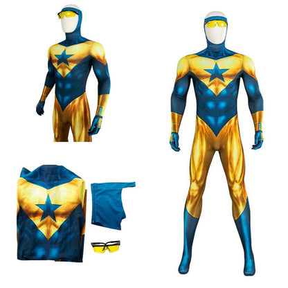 Costume  Gold Star Michael, Cosplay Costume Zentai Suit Superhero Bodysuit Booster, Outfit Halloween Costumes for Men Adult style