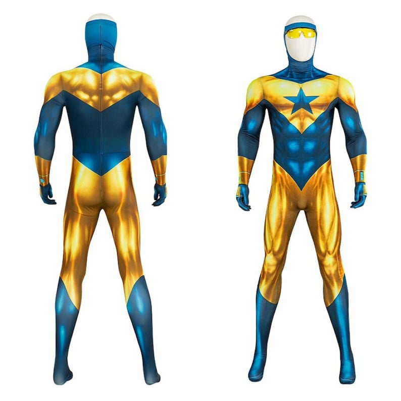 Costume  Gold Star Michael, Cosplay Costume Zentai Suit Superhero Bodysuit Booster, Outfit Halloween Costumes for Men Adult style