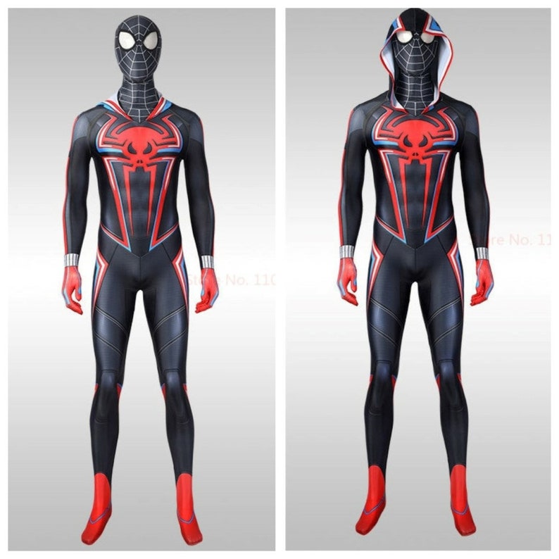 Spider-Man PS5 Game Cosplay Costume - Miles Morales 2099 Jumpsuit, Halloween Comic-Con Props Bodysuit Conjoined Clothing