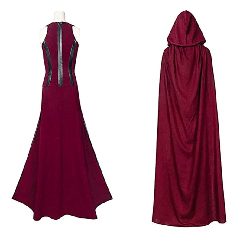 Complete Scarlet Witch Costume Set for Women,P-Jsmen Cosplay Outfit with Wanda Maximoff&#39;s Headwear, Cloak, and Pants Halloween