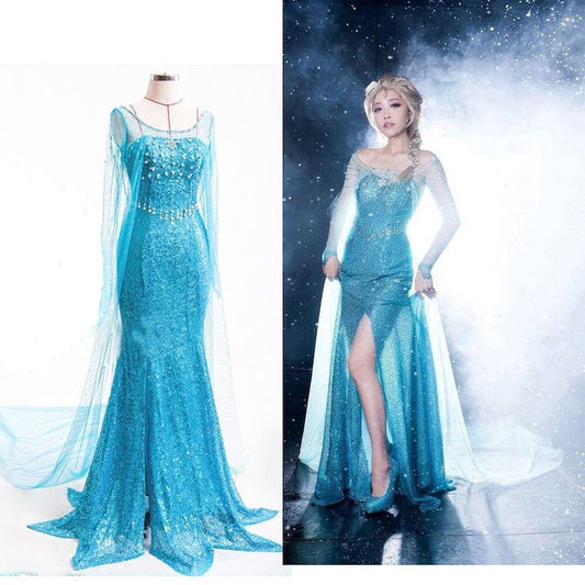 Elsa Dresses for Adult Costumes Frozen Princess Dress Girls  Elsa Cosplay Dress Accessories Halloween