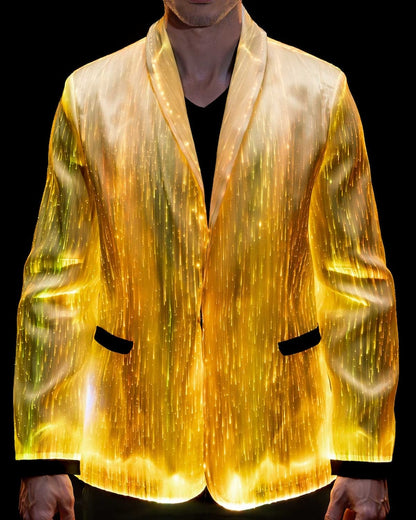 Party Festival Outfit Rave Gear Burning Man Unique Light Up LED Jacket for Men White Blazer Private Boat Party Fiber Optic Clothing