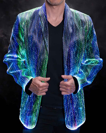 LED Jacket Mens Blazer Rave Outfit Burning Man Outfit EDC Festival Outfit Cyberpunk Jacket Rave Wear EDC Gear Music Festival Outfit Black